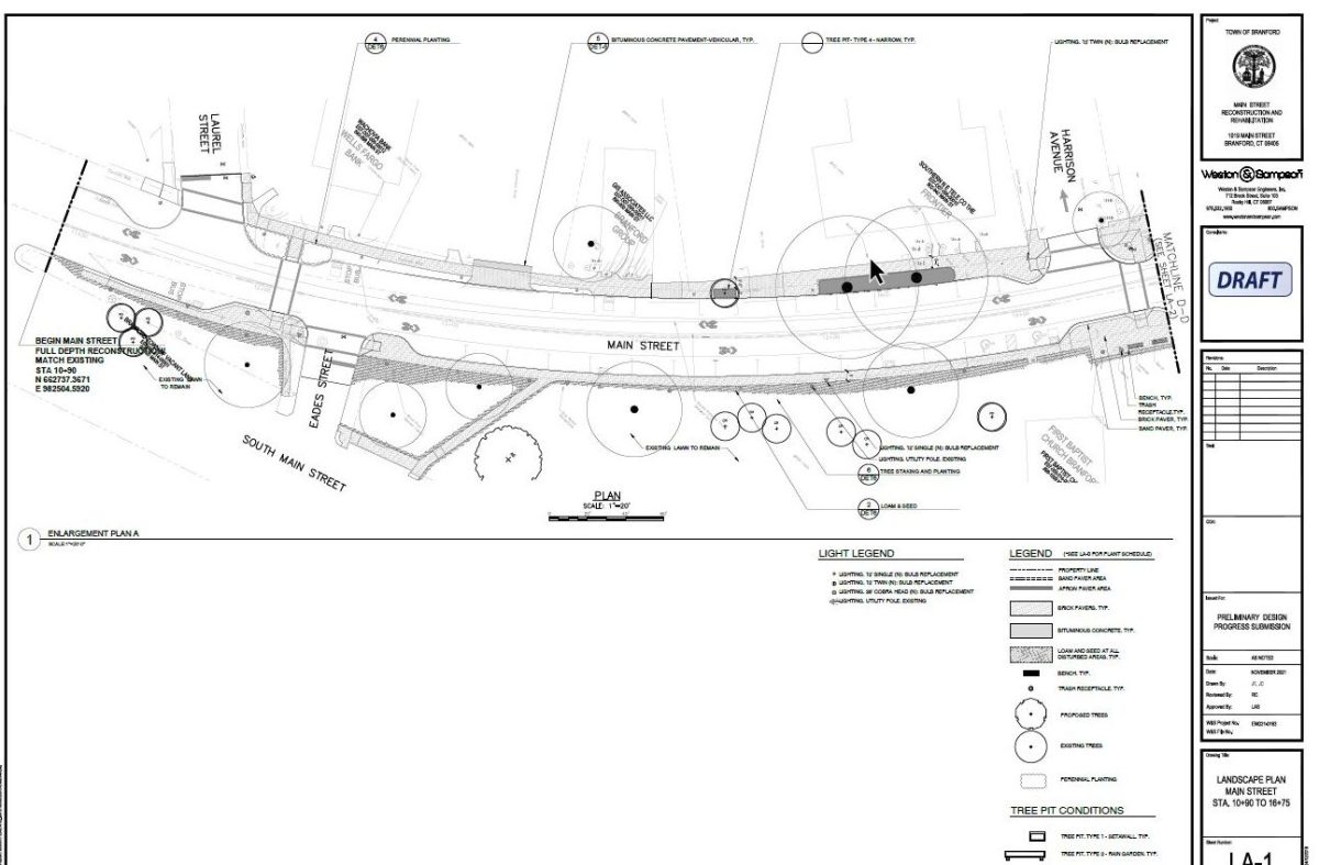 A design proposal for the Branford Town Green which has displaced graduation from the Green this year to the high school. Graphic courtesy of Branford Town Hall
