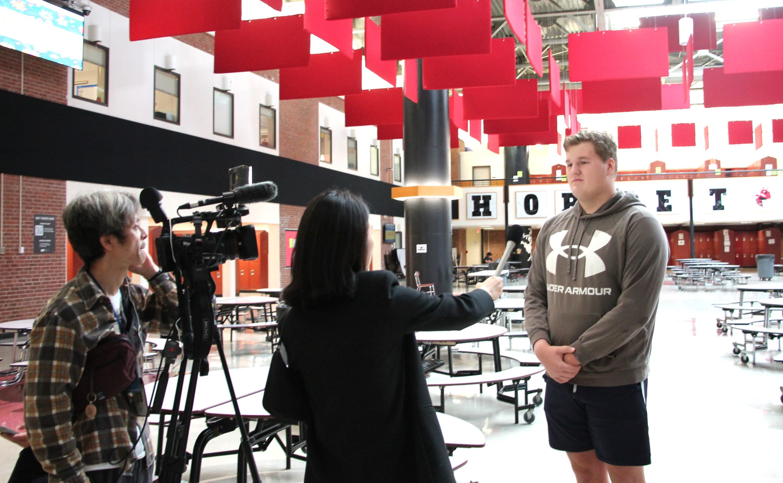 A Japanese film crew recently came through Branford High School to capture responses to the school's new cell phone policy.