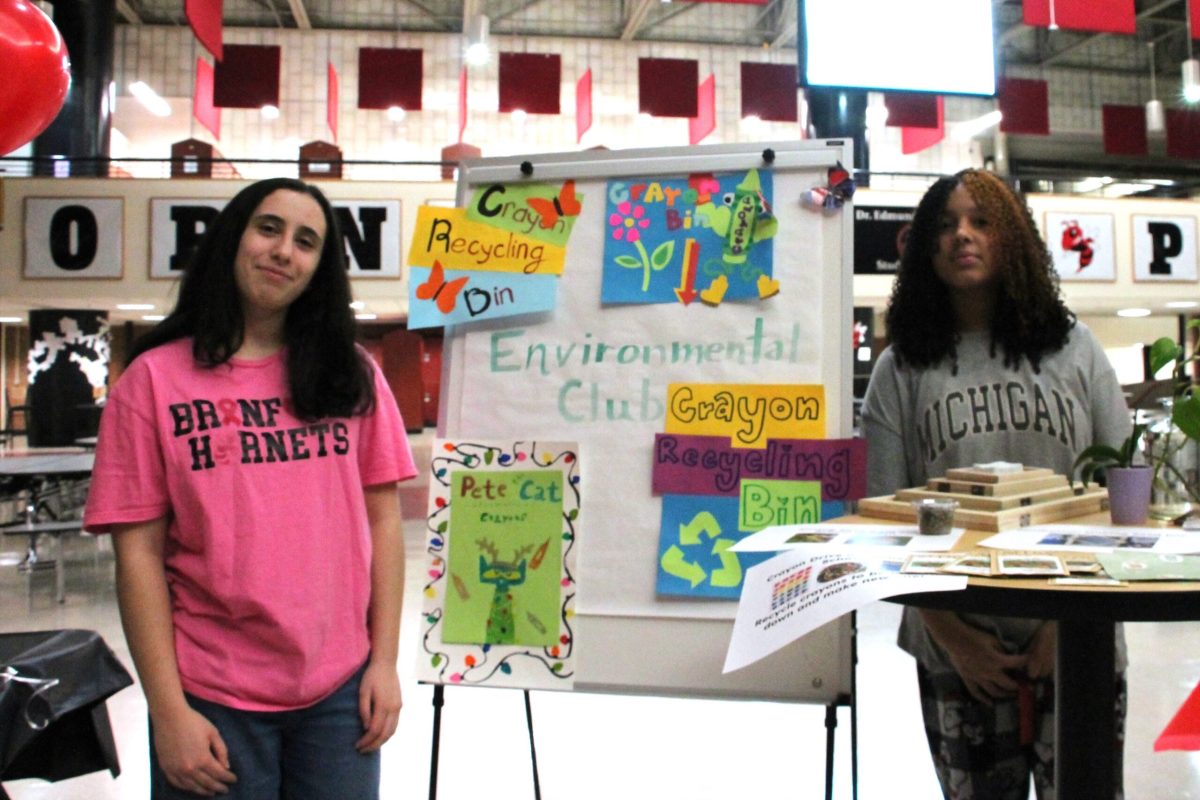 The recent Hornet Fair featured numerous booths and tables set up by student clubs in the school, including this one by the Environmental Club.