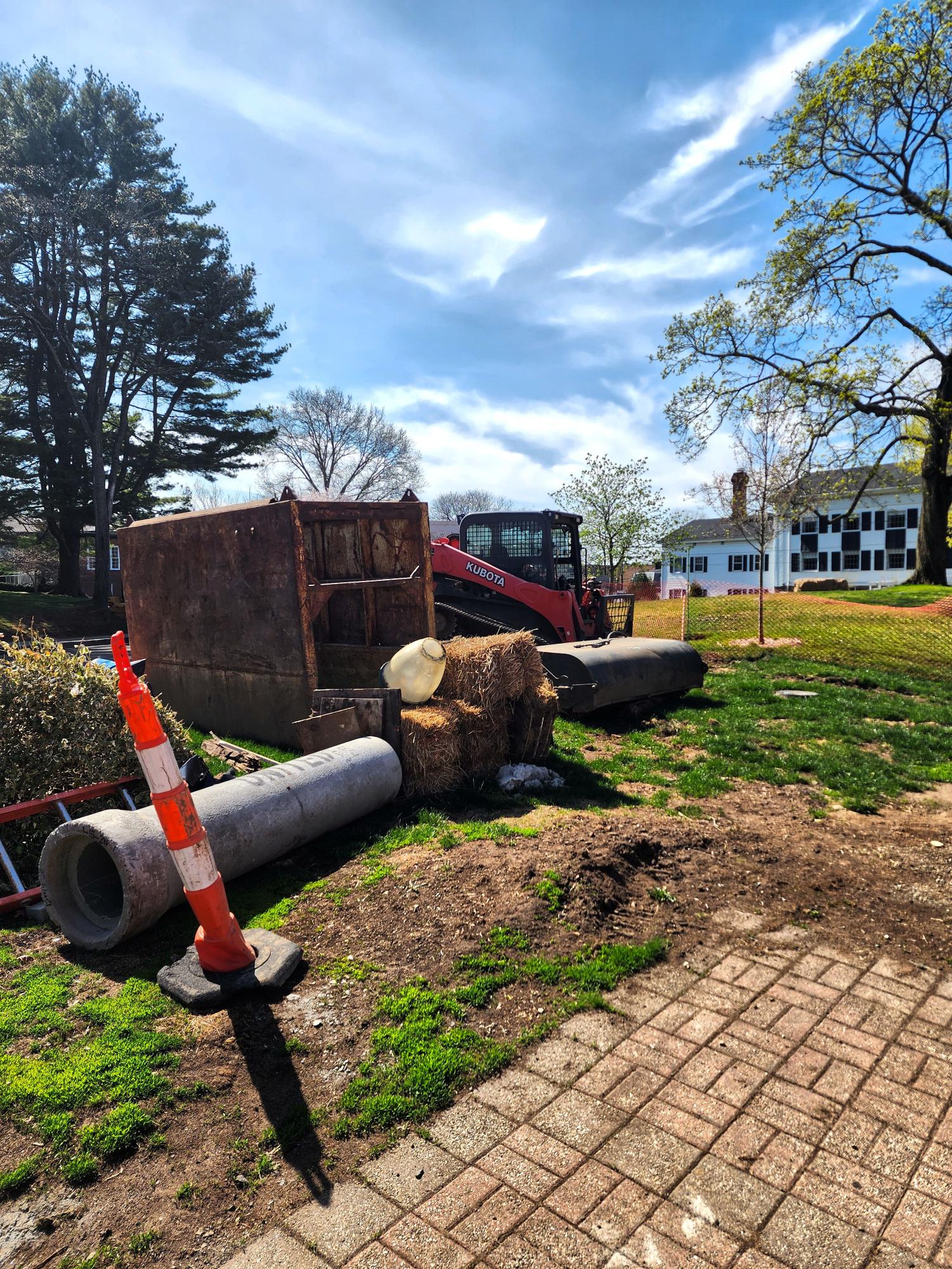 Construction has begun on the renovation of the downtown green, displacing graduation again to the BHS turf this year.