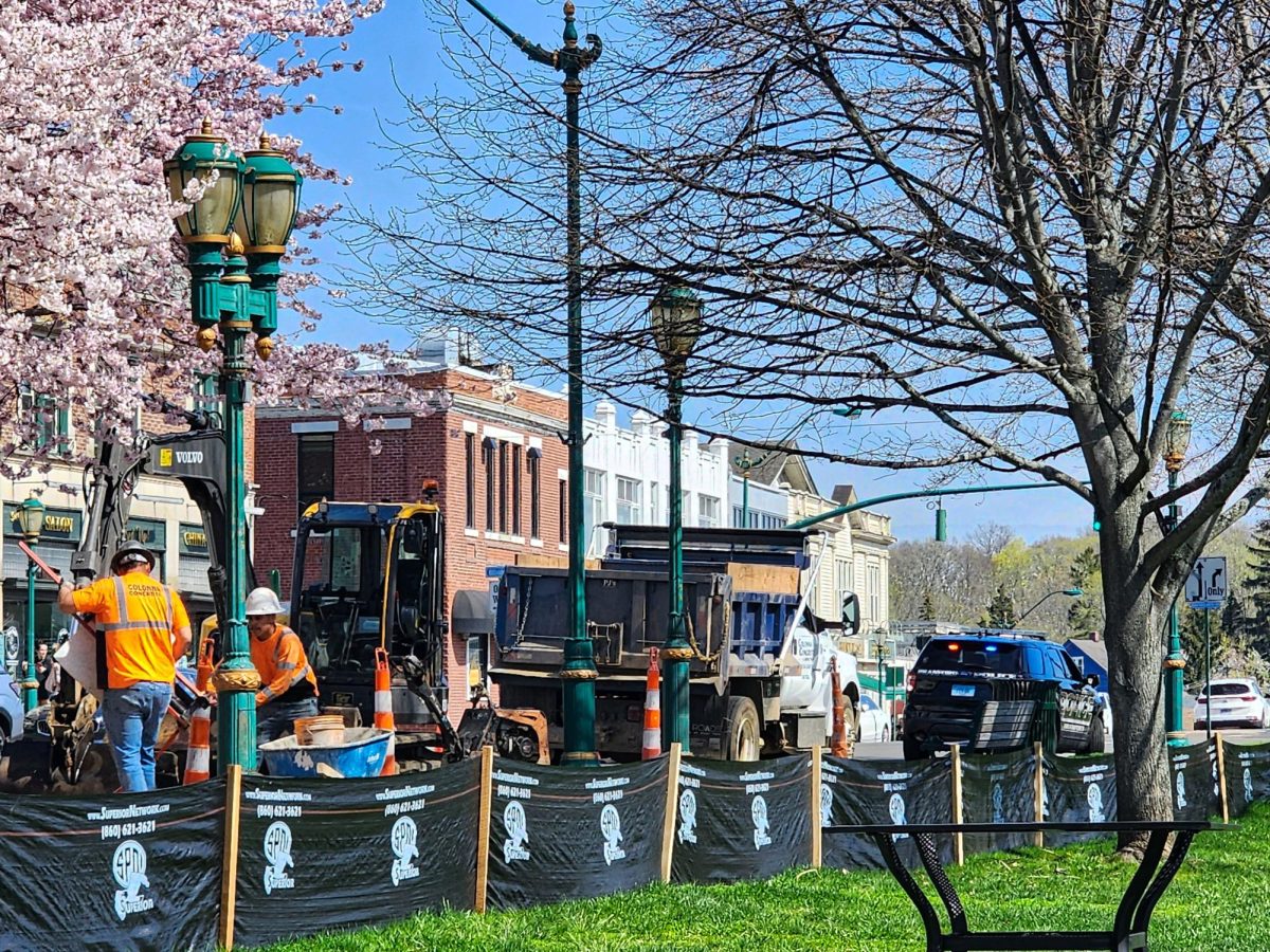 A view of the Green as the road construction begins.