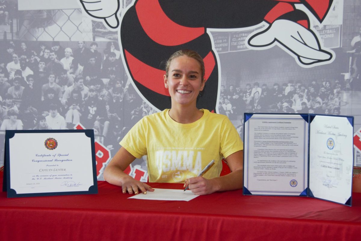 Caitlyn Lentner signed to continue running cross country and track at the Merchant Marine Academy.